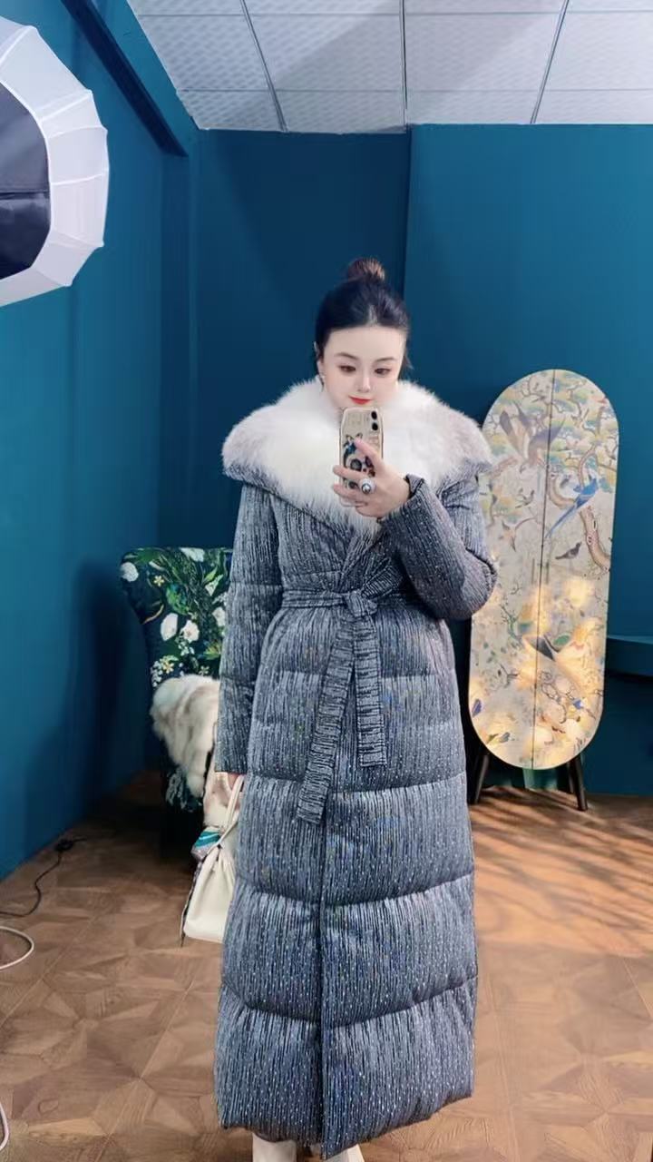 【满天星河】2025思臻设计师品牌高定进口十字狐皮草鹅绒服-8591