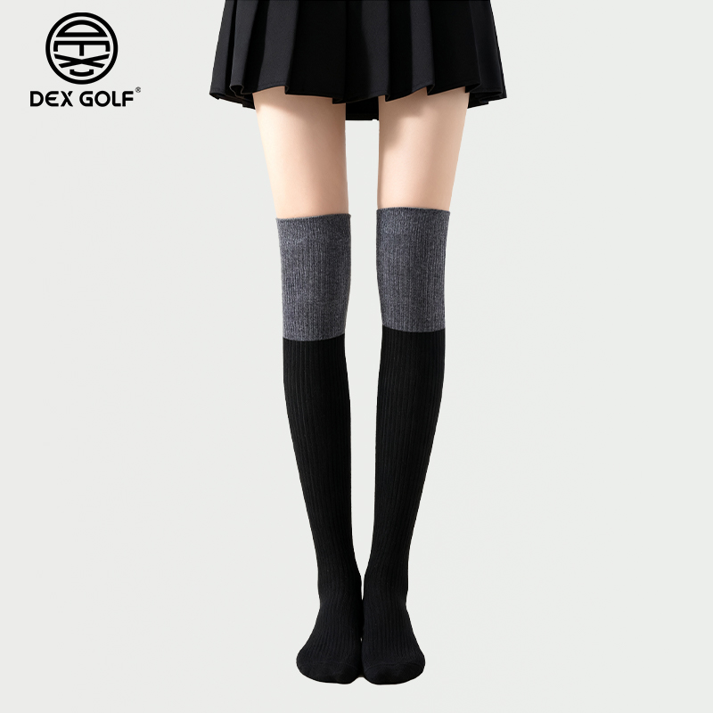 DEXGOLF高尔夫服装运动袜WO008女士筒袜长筒袜拼接保暖防滑过膝袜