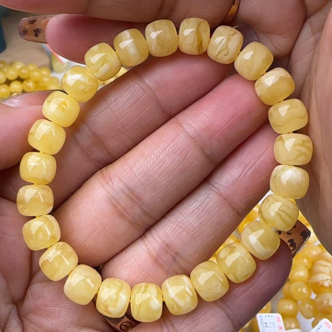 蜜蜡手链未镶嵌妖白花老型手串