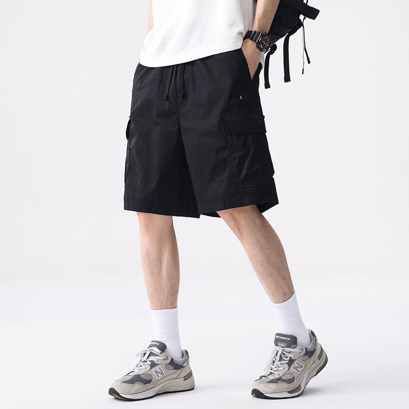 工装短裤男士宽松休闲冰丝五分裤子夏季薄款运动直筒潮牌透气中裤