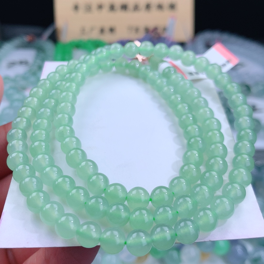 未镶嵌翡翠手链甜美清新葡萄肉色 卡6mm