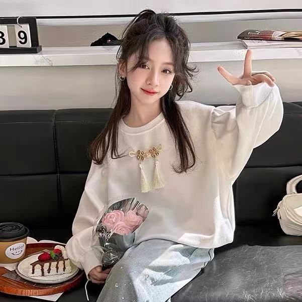 女童2025春秋新款国风流苏卫衣B0325