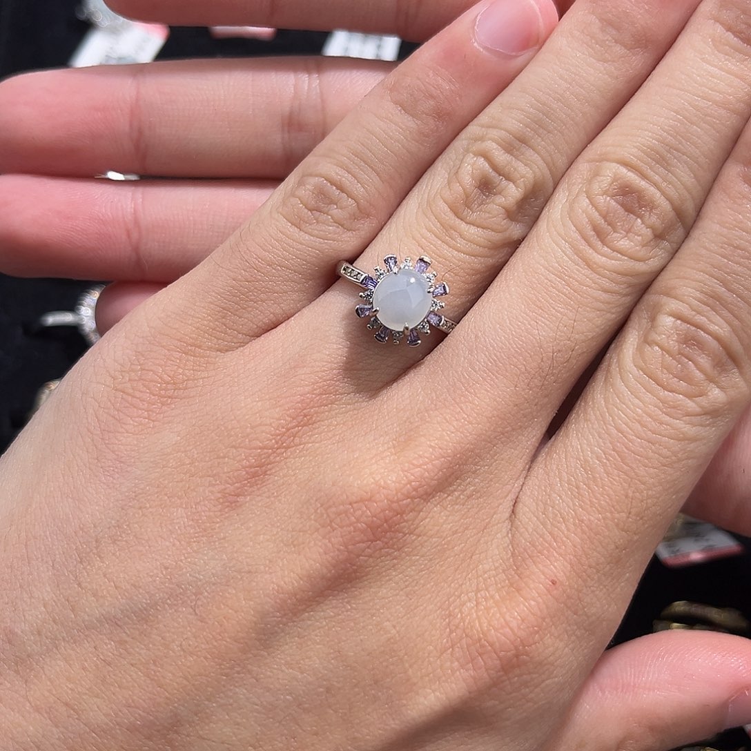 翡翠戒指银S925镶嵌hhijm