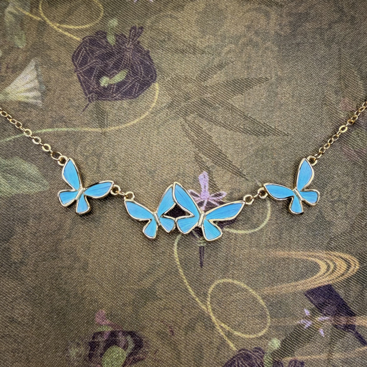 合金羽毛项链 非遗手工点翠工艺鹦鹉毛复古气质百搭锁骨链饰品