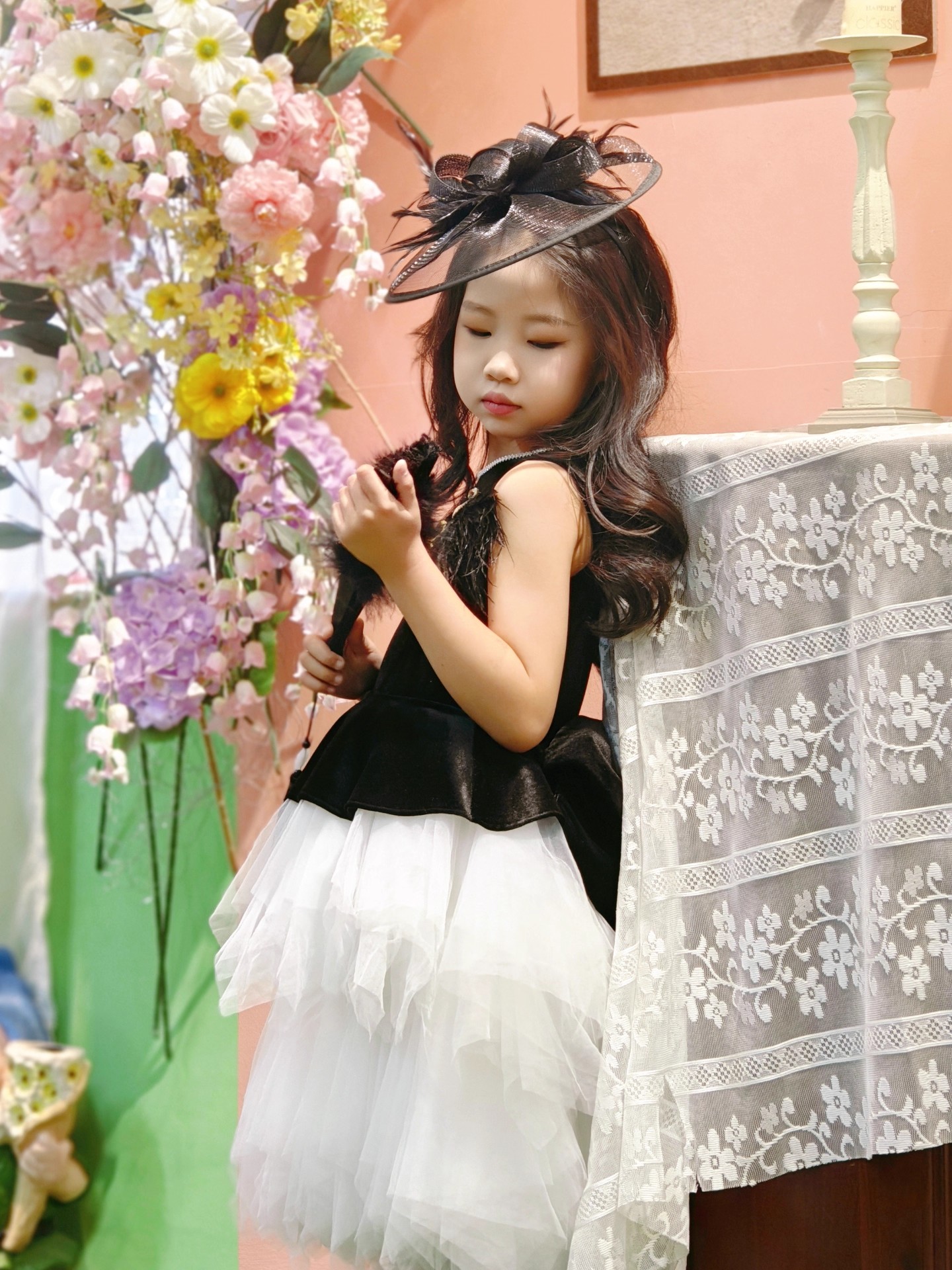 仙童堡礼服女童赫本风公主裙连衣裙小宝宝生日派对钢琴提琴演出服