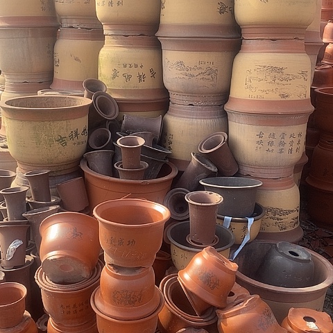 紫砂中国宜兴紫砂花盆，