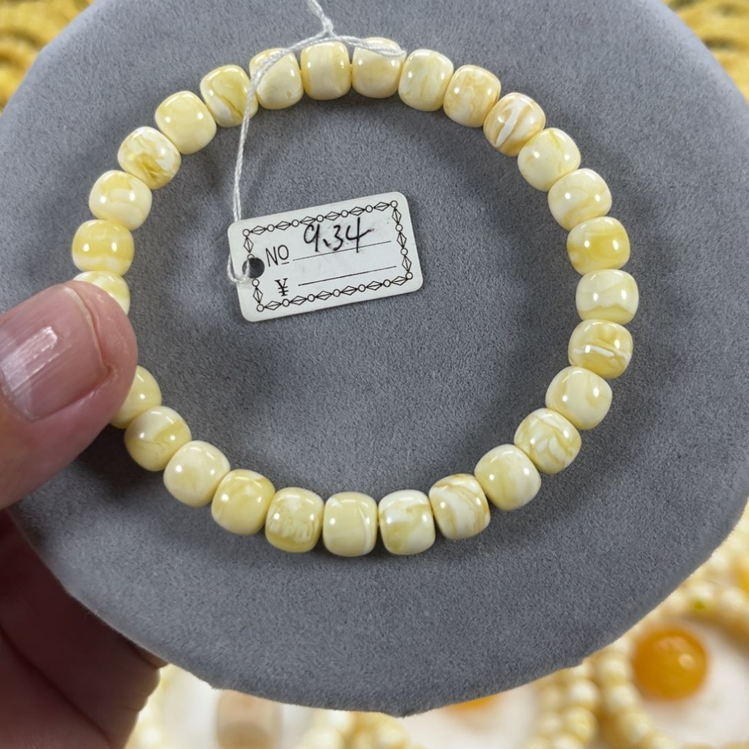 蜜蜡手串未镶嵌纯天然俄料瓷白花虎皮