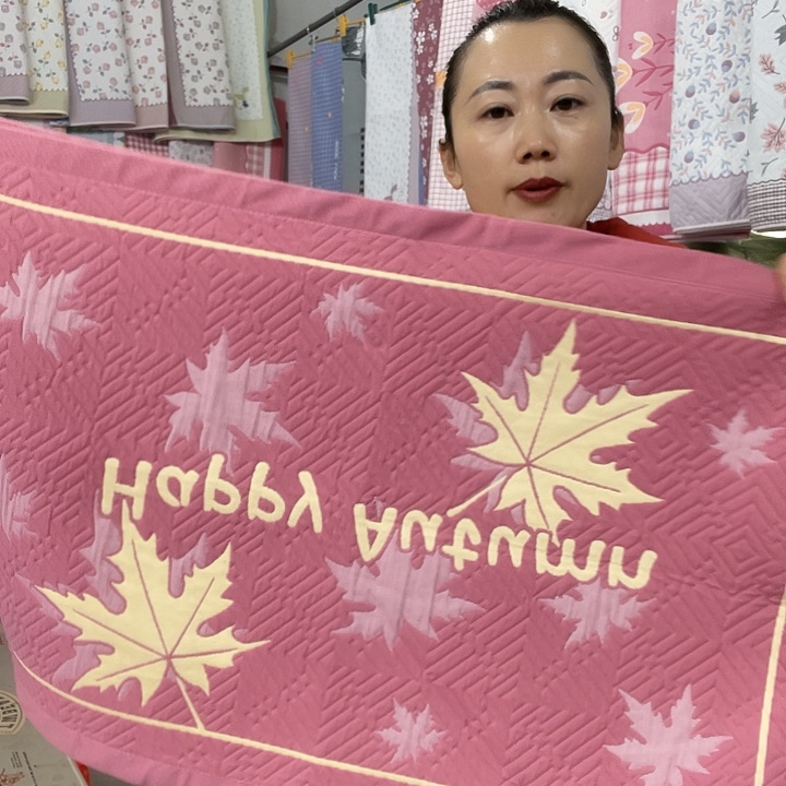 棉特价粉色大枫叶纯棉