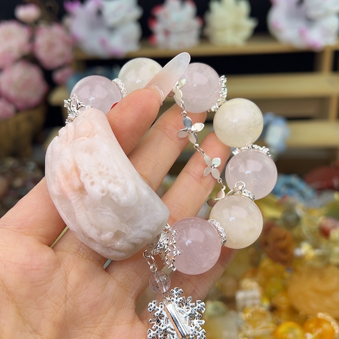 点***麻水晶手串合金水晶