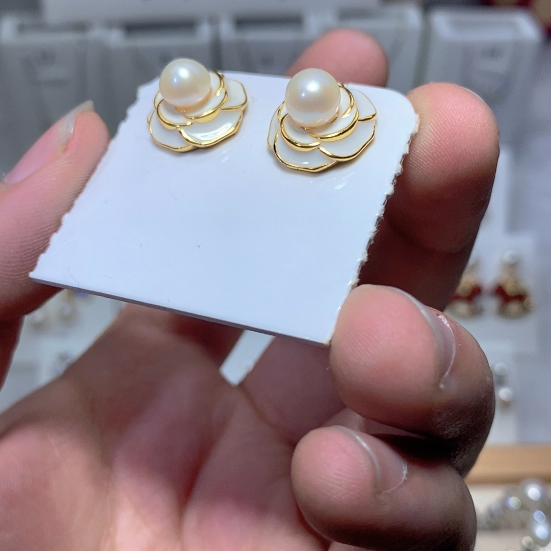 淡水珍珠耳饰银S925镶嵌