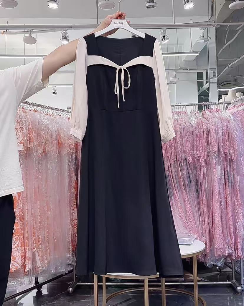 【杭州-意法】NN369-时尚女装设计感新款连衣裙法式收腰气质显瘦