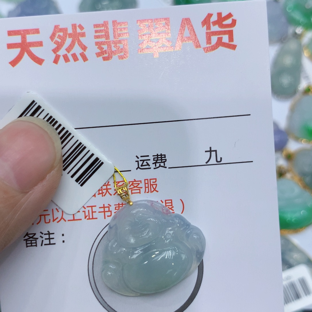 翡翠颈饰18K金镶嵌佛公