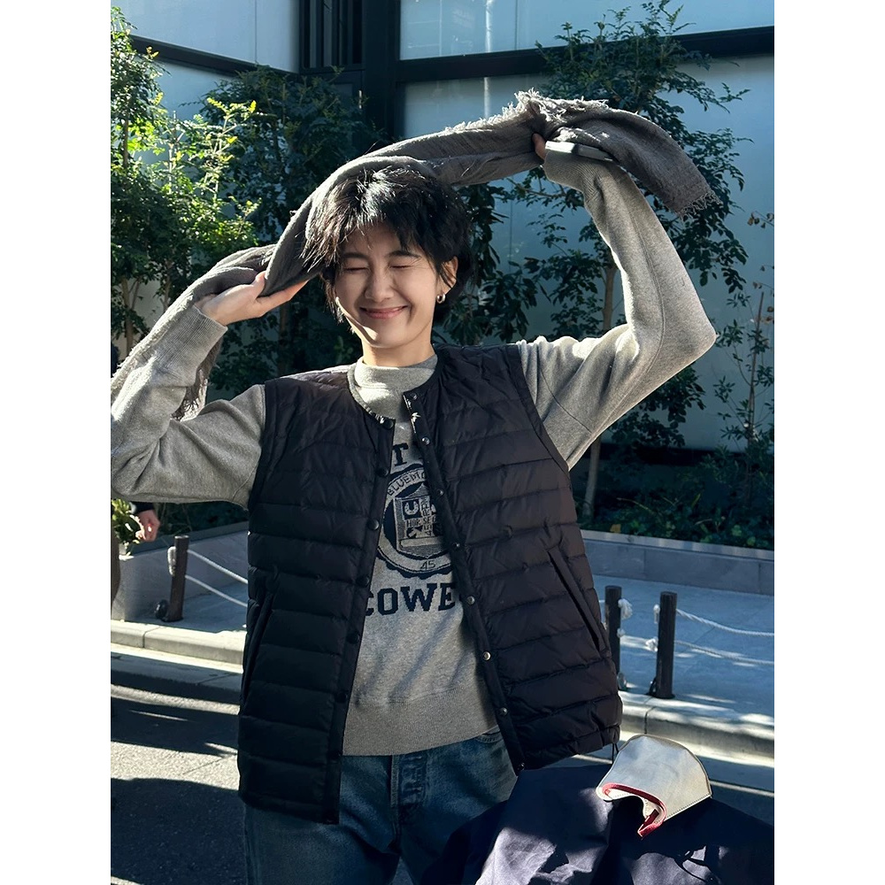 0591 户外马甲男女冬季轻薄修身保暖背心加绒内搭 C1后面