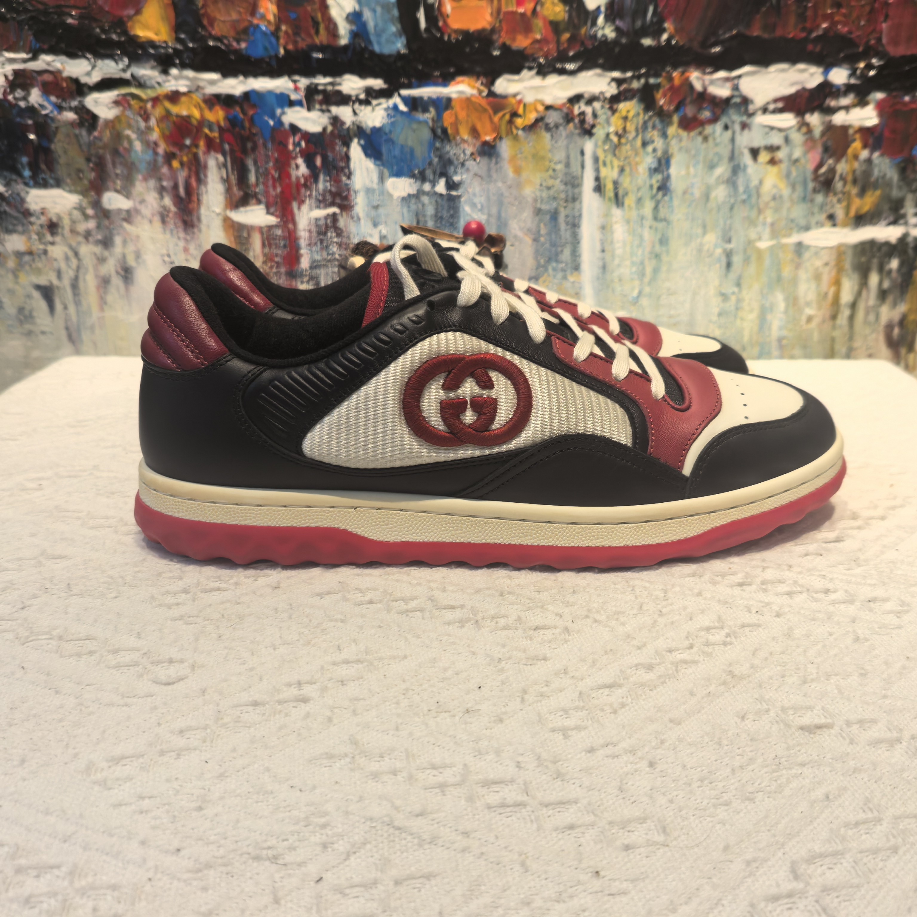 未使用 GUCCI/古驰 GUCCI黑白红撞色双G时尚做旧款休闲板鞋多尺码