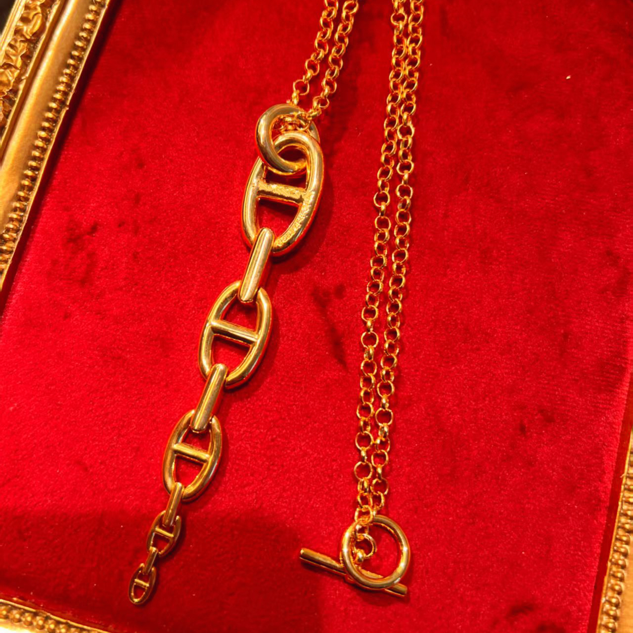 铜合金莫桑石项链 Boonlai 金属金色圆形镂空项链 666