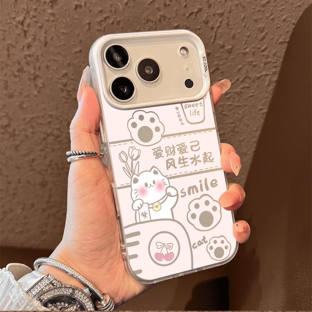 可爱猫咪适用苹果17/16Pro彩银手机壳15/14防摔IMD硬12/13Pro大孔