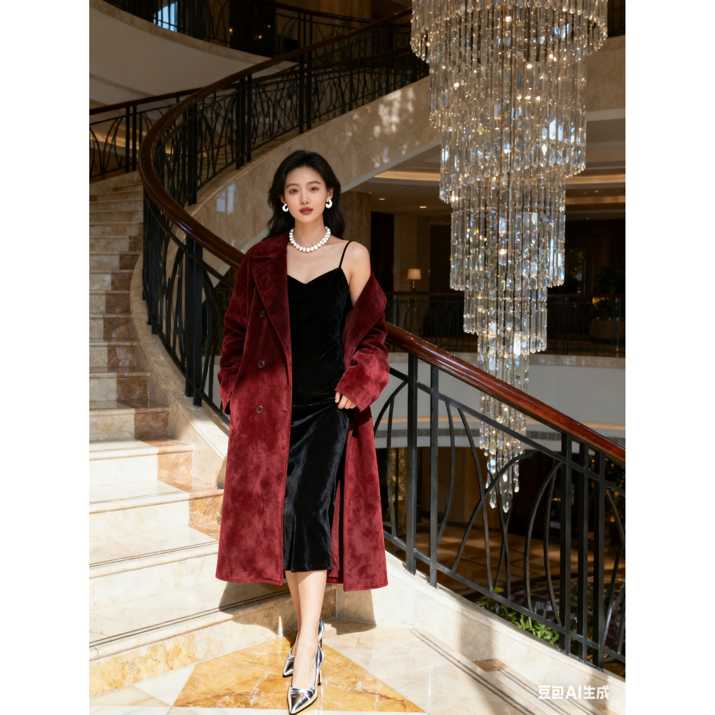 【B401-B500】单面尼秋冬女长款毛呢常规款加厚外套女装[非主图]-B