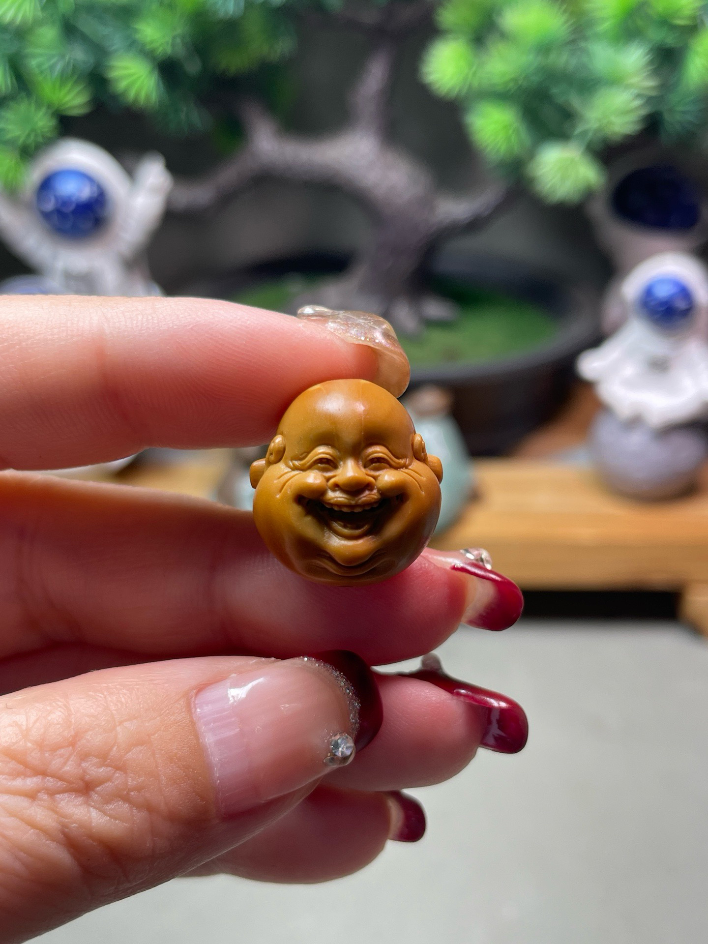 1.8手工开心单子笑脸精品橄榄核雕文玩单子配饰手把件