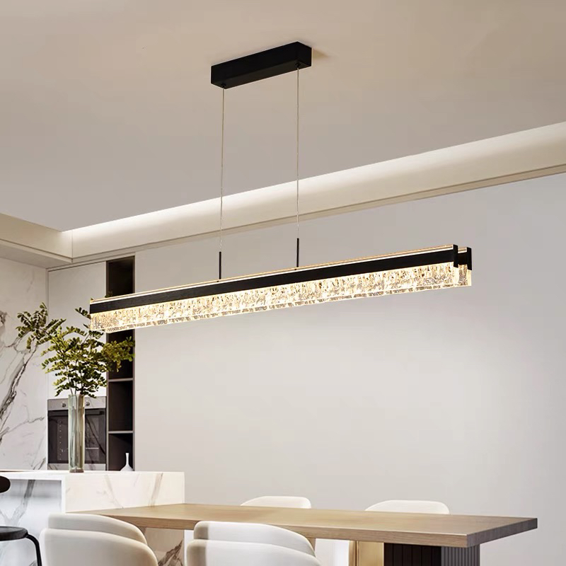 餐厅吊灯2025新款水晶简约吧台灯设计师长条意式极简饭厅一字灯