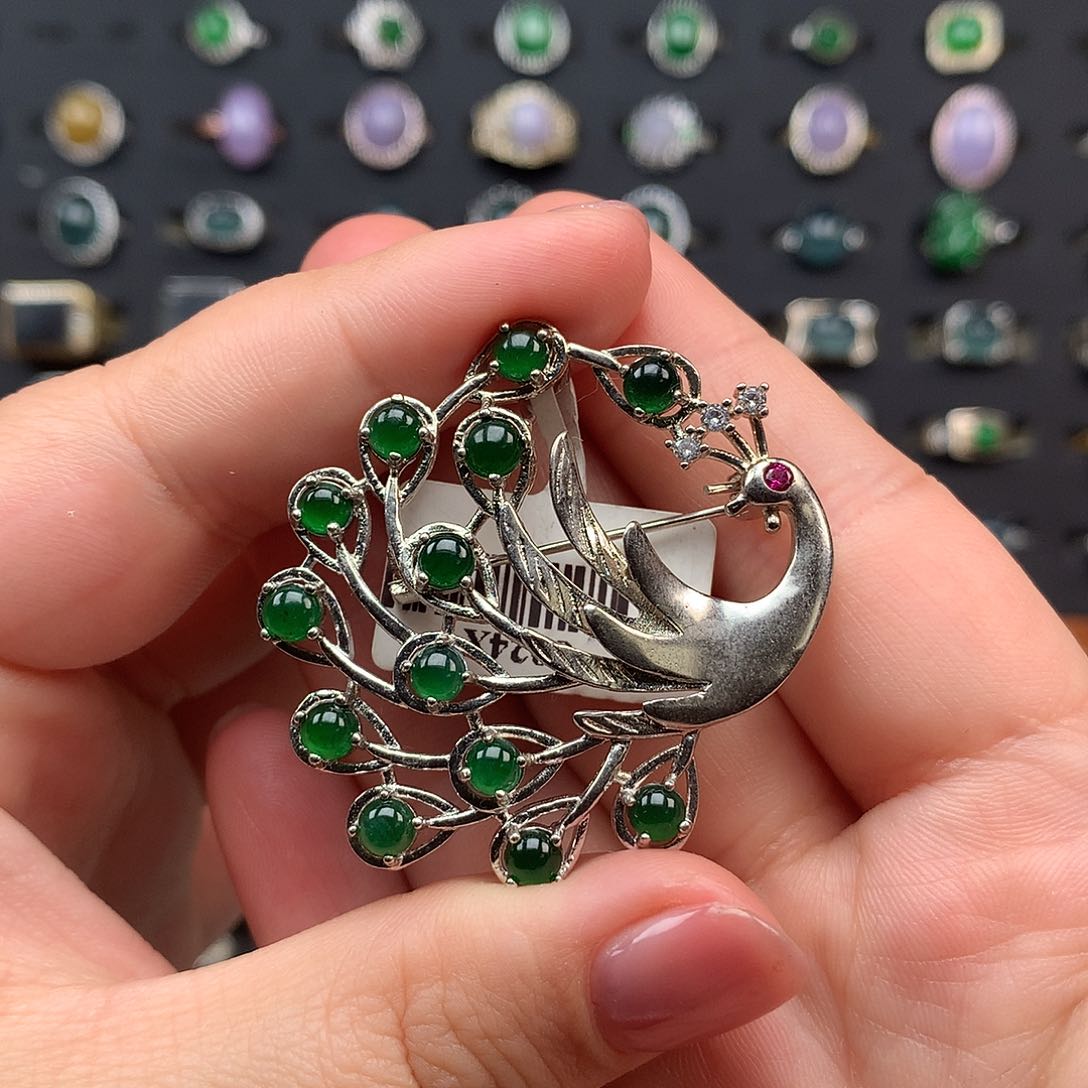 翡翠颈饰银S925镶嵌项链925