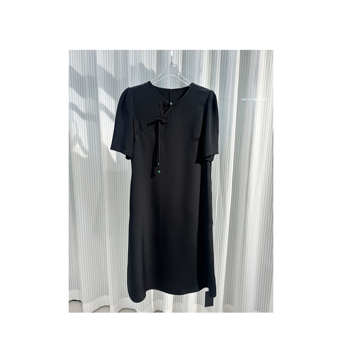 黑色新中式中长款重磅真丝连衣裙2026春夏新款气质桑蚕丝中长款女