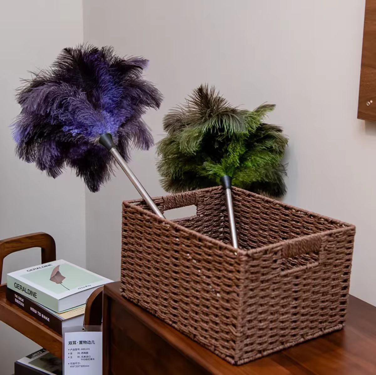 伸缩长款鸵鸟毛鸡毛掸子除尘家用打扫卫生工具居家静电驼毛掸子