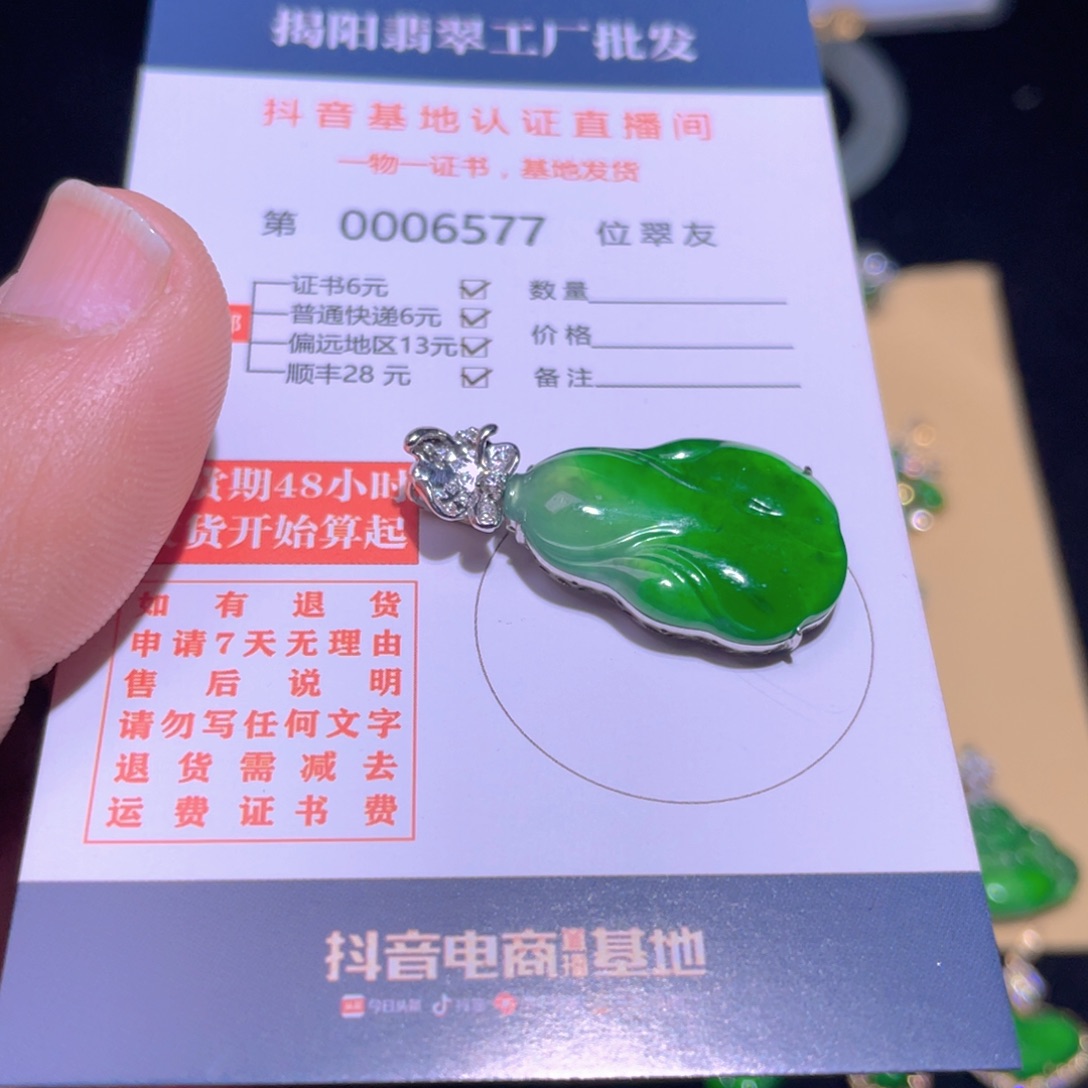 翡翠颈饰18K金镶嵌Z**Y翡翠