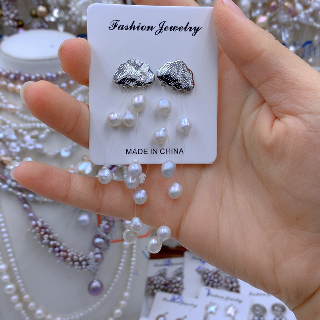 淡水珍珠耳饰银S925镶嵌