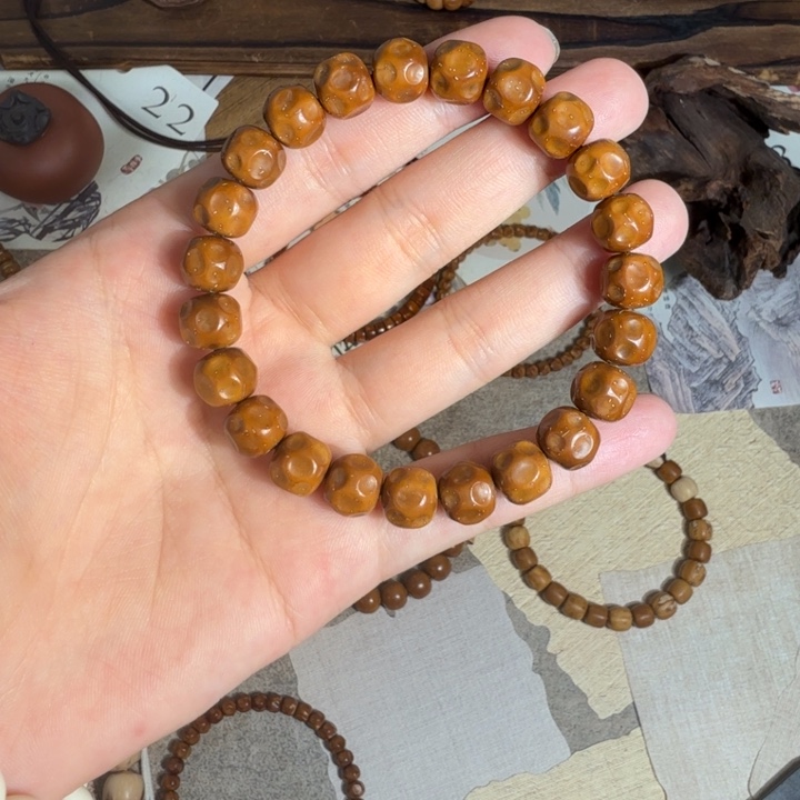 紫金鼠手串10*9咖皮实心无相