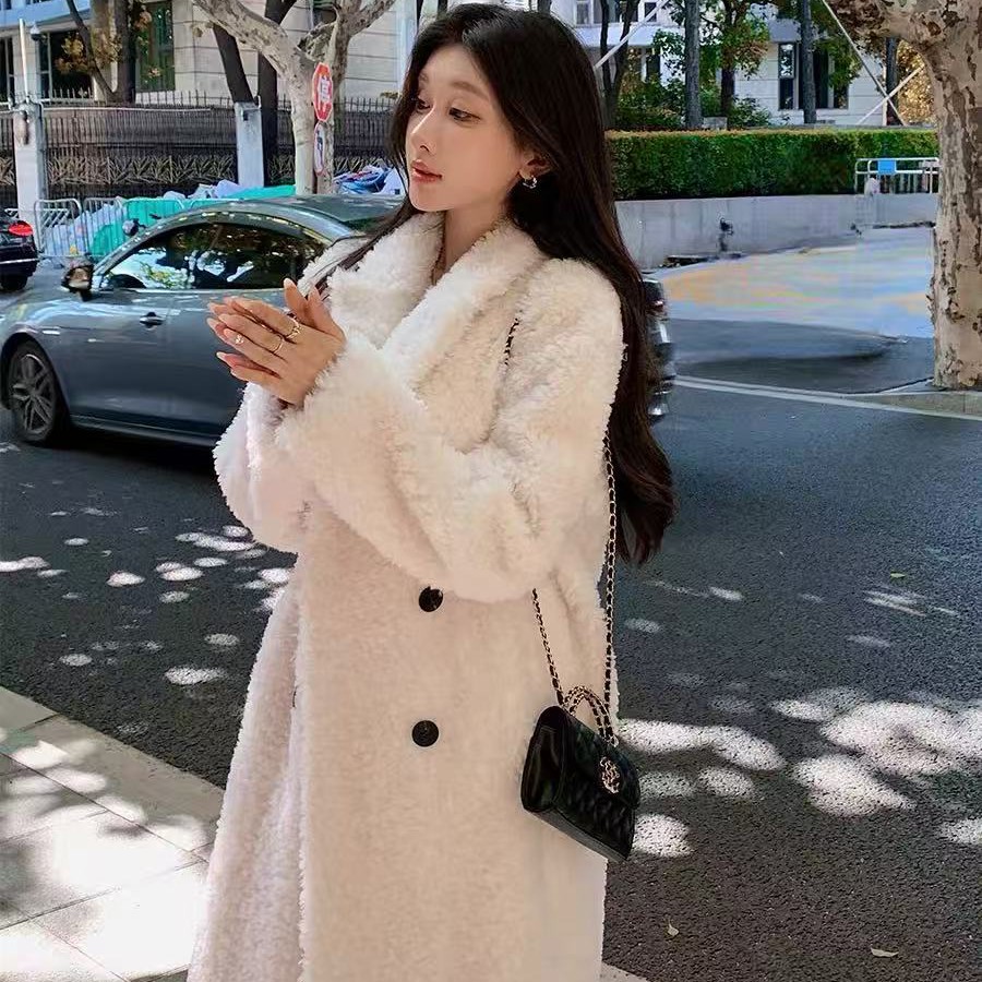 海宁大厂生产 时尚百搭加厚西装领长款大衣女