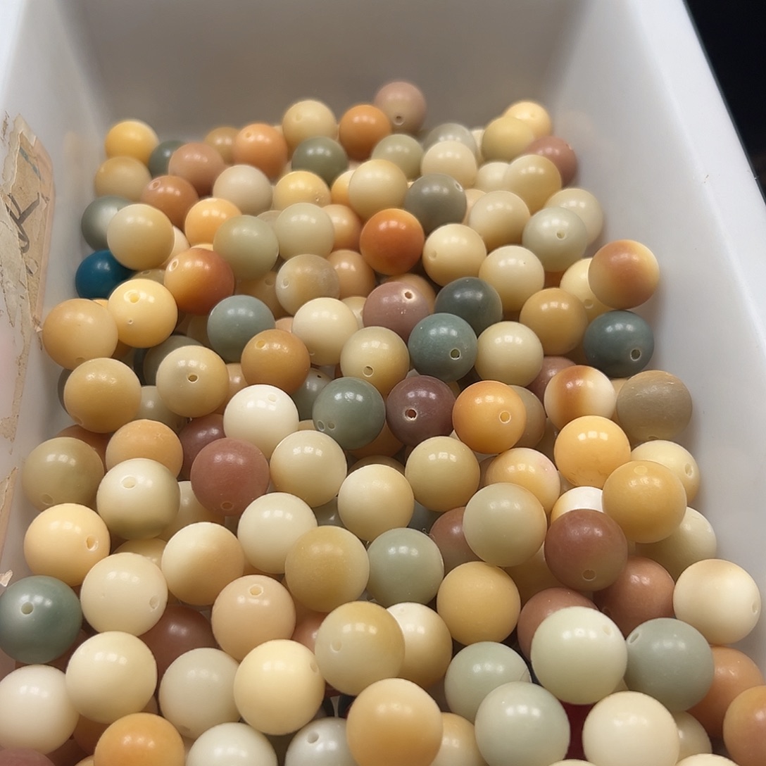 菩提根/象牙果手串瑕疵多宝圆大小混300颗干磨