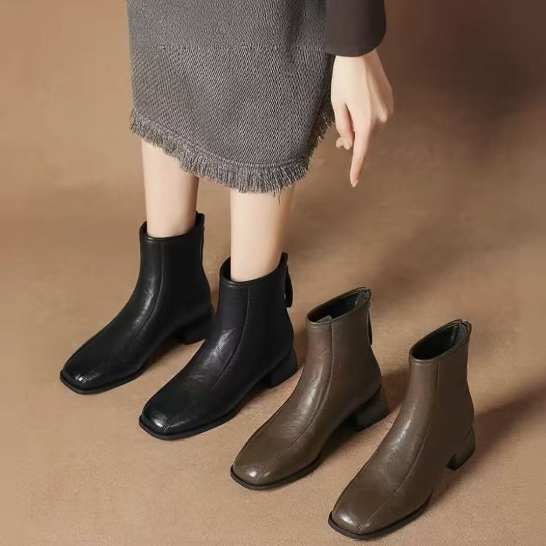 2025秋冬新款防滑平跟百搭英伦工作鞋皮鞋平底时装鞋AT3115