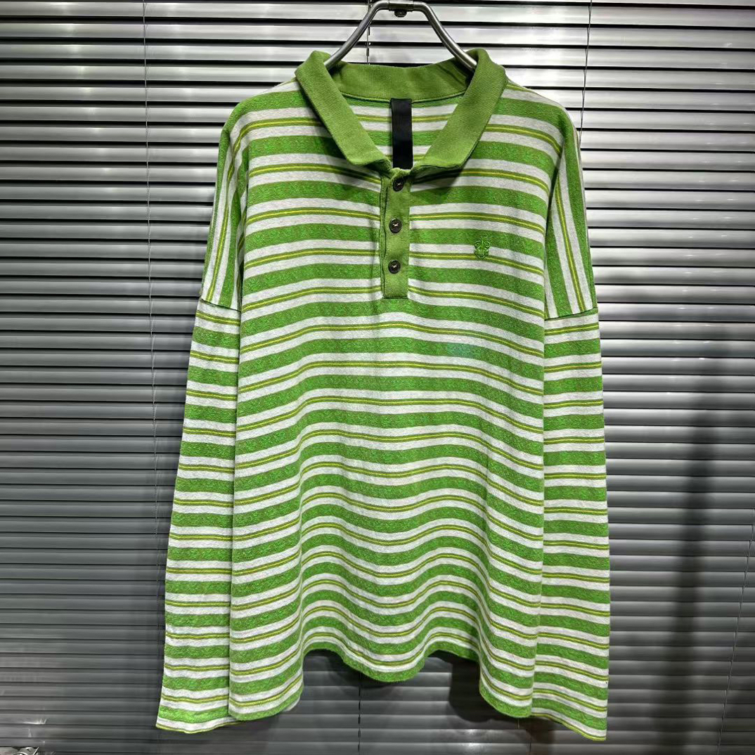 99新 Chrome Hearts/克罗心 胸前刺绣绿色条纹长袖polo衫 XL码