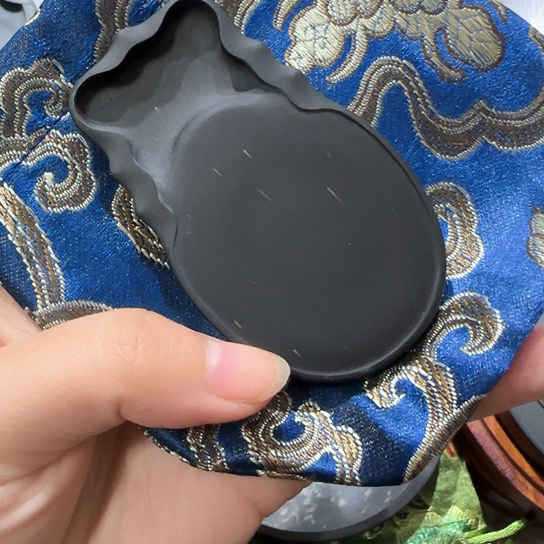 歙砚原石水波金星蝉砚