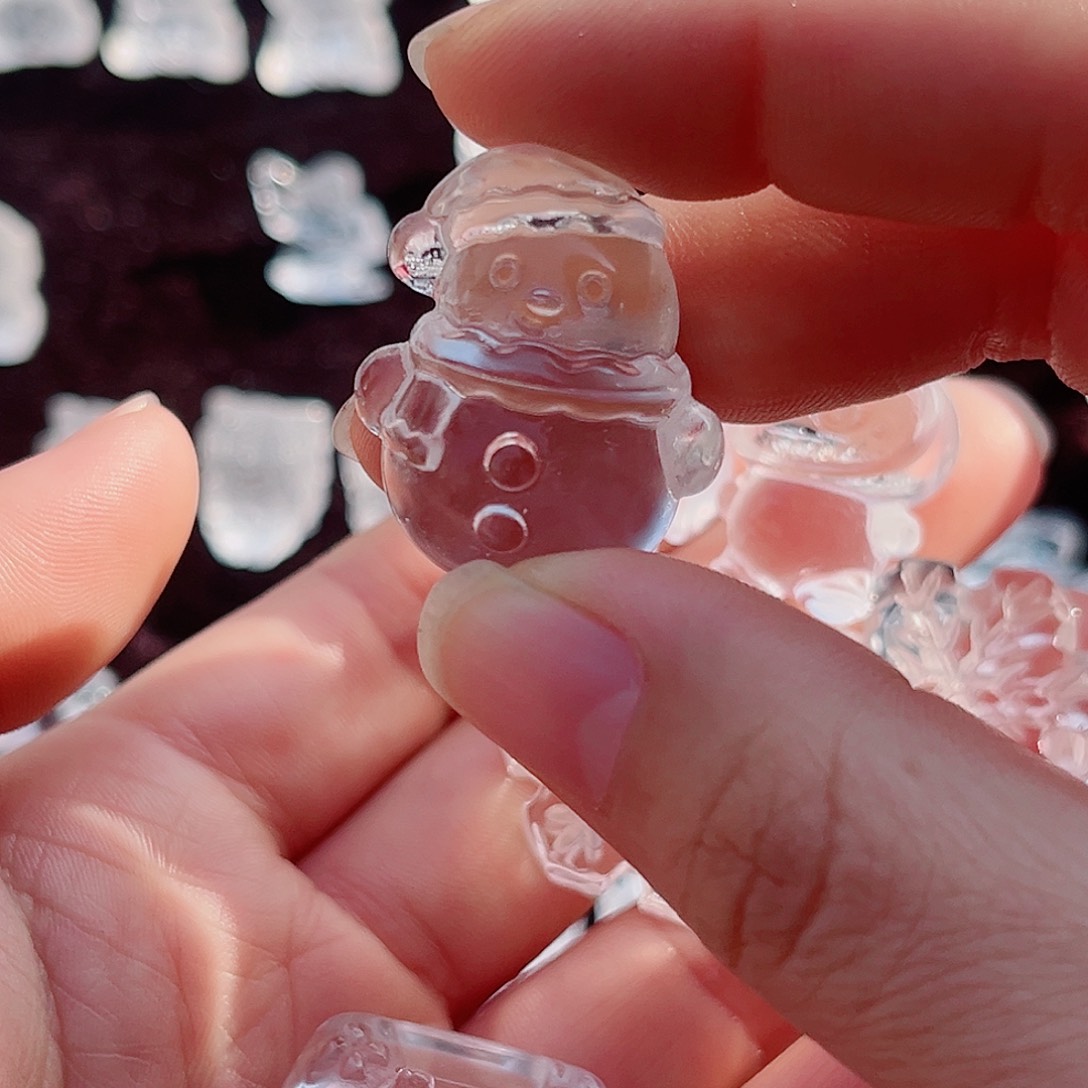 水晶颈饰银S925镶嵌花****い白水雪人