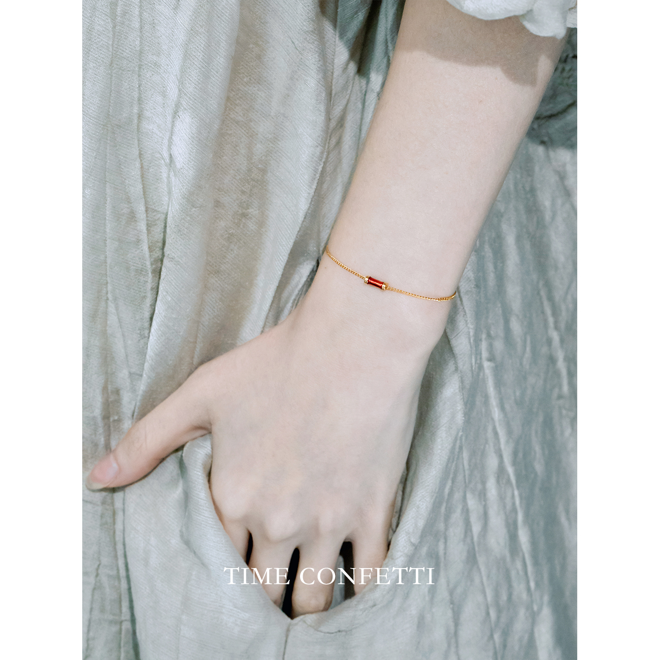 黄铜手链 镀K金【孙二娘】手工复古气质简约轻奢法式手链TC 10028