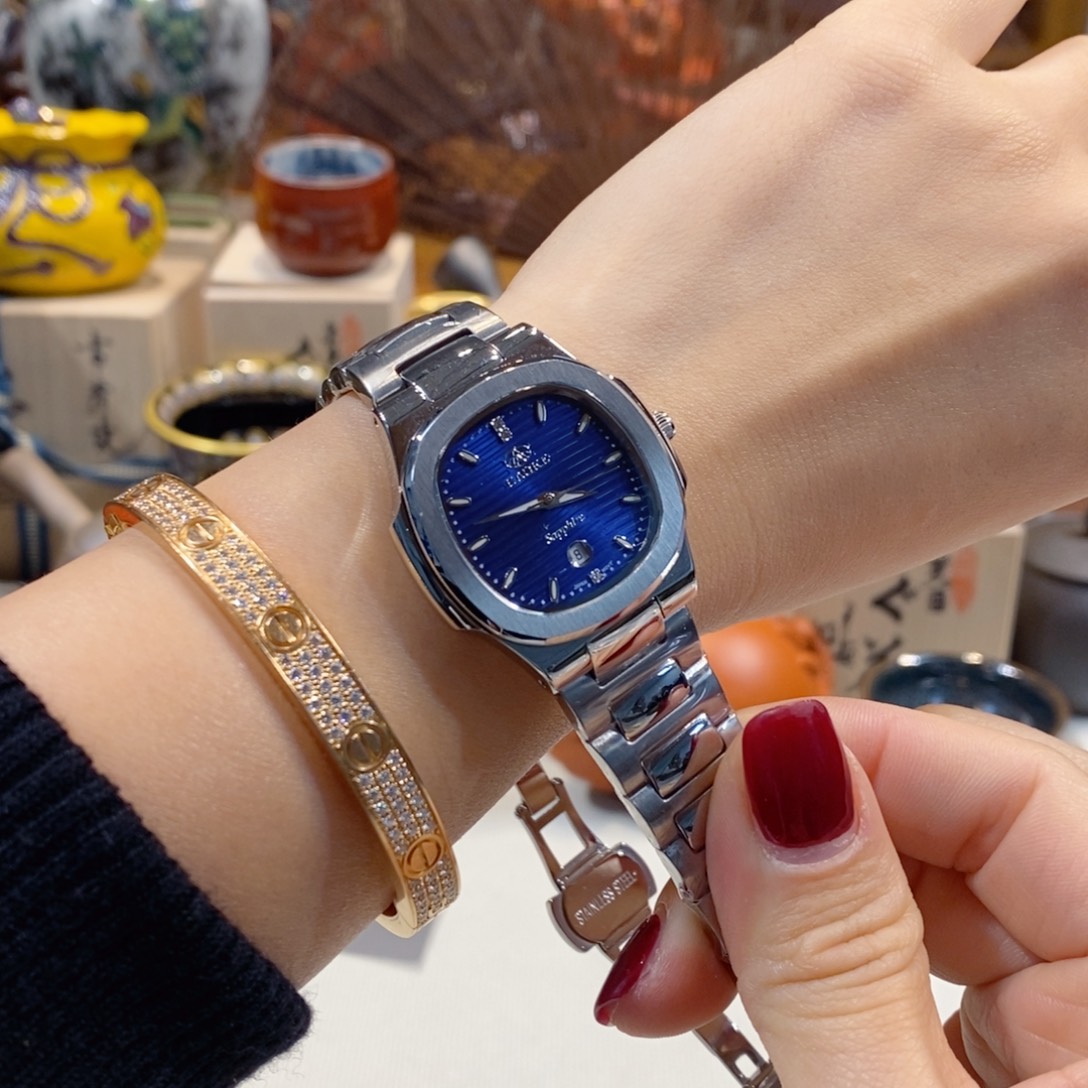 精钢小牛皮（革）精钢石英机芯