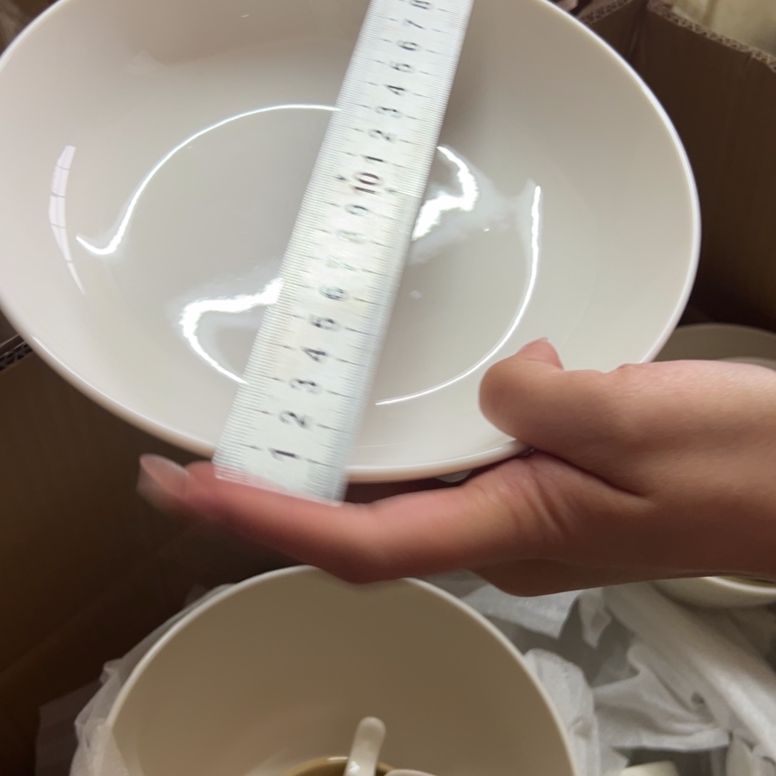 新骨瓷156瑕疵慎拍暖白 8寸深盘