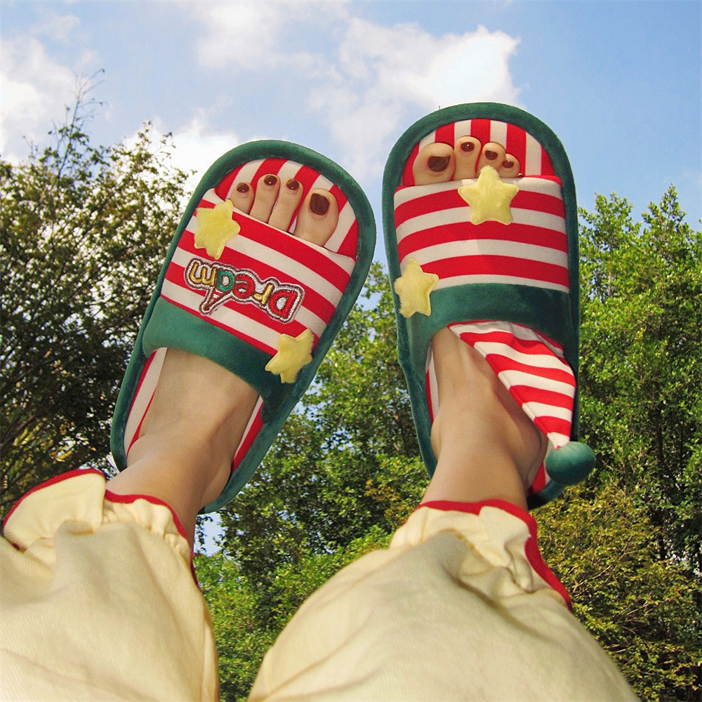 细细条 春夏新款情侣室内防滑拖鞋时尚复古vintage撞色条纹一字拖