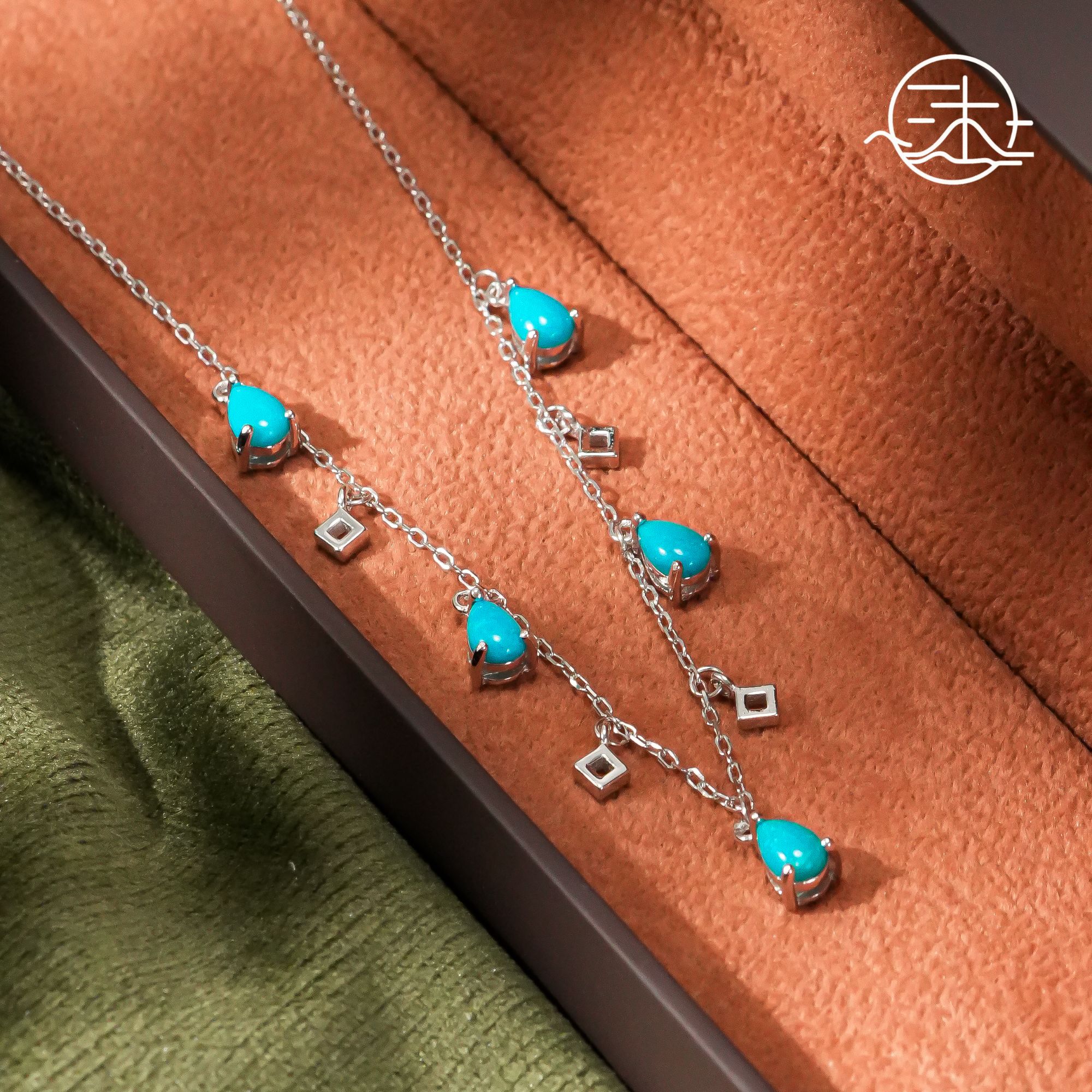 木润【绿松】S925银天然原矿绿松满天星项链