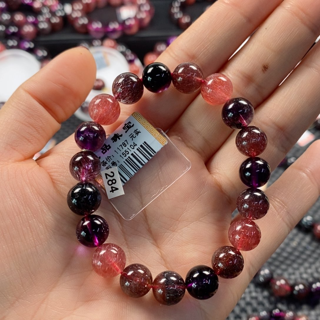 水晶超七手链：155104未镶嵌好**圆