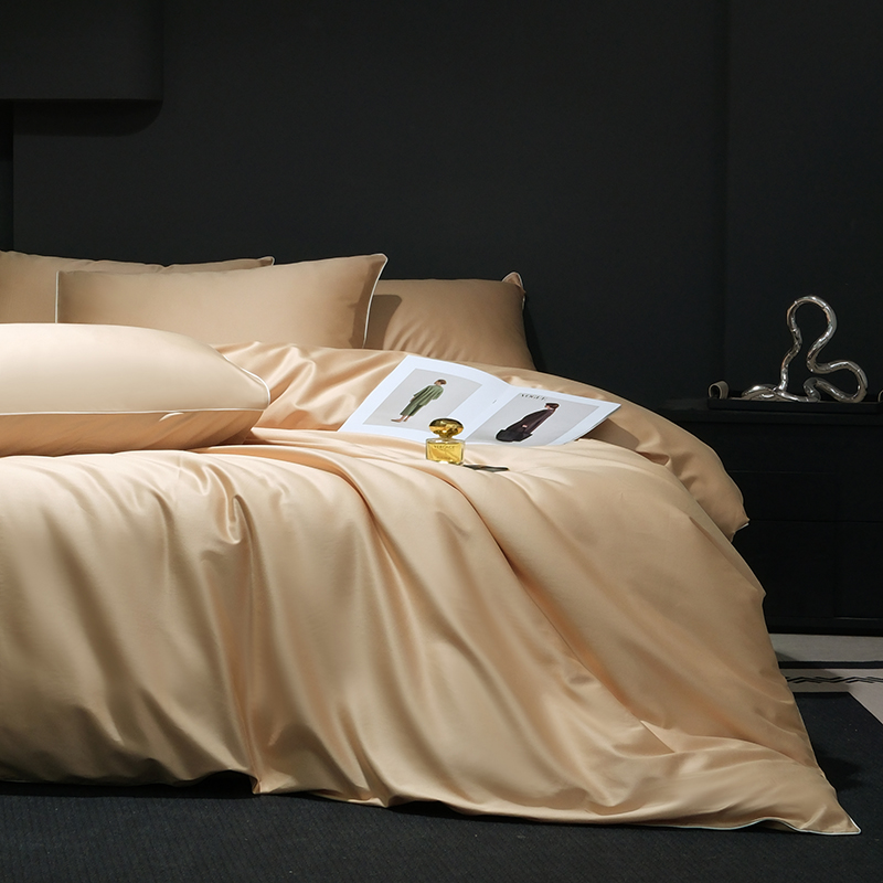 100S双股简约素色新疆长绒棉四件套-厚实细腻丝绸般光泽感