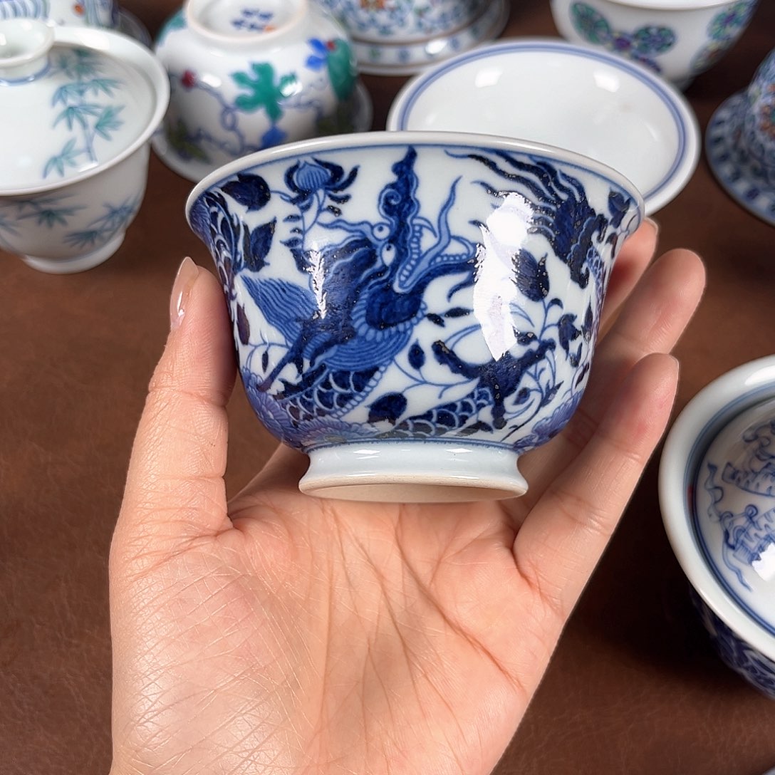 景德镇手工手绘微瑕茶具