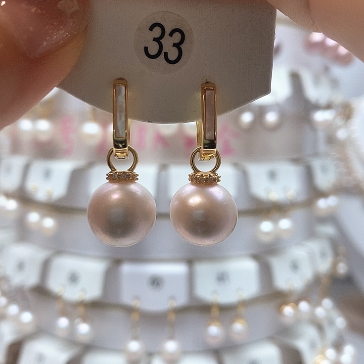 淡水珍珠耳饰银S925镶嵌