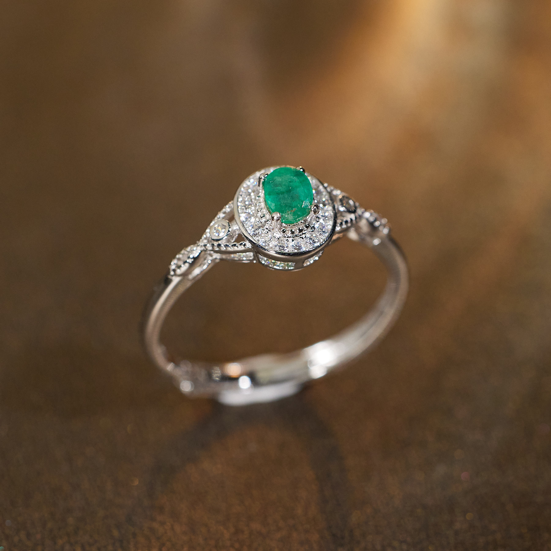 【歪歪】*祖母绿戒指*S925银镶嵌N7160