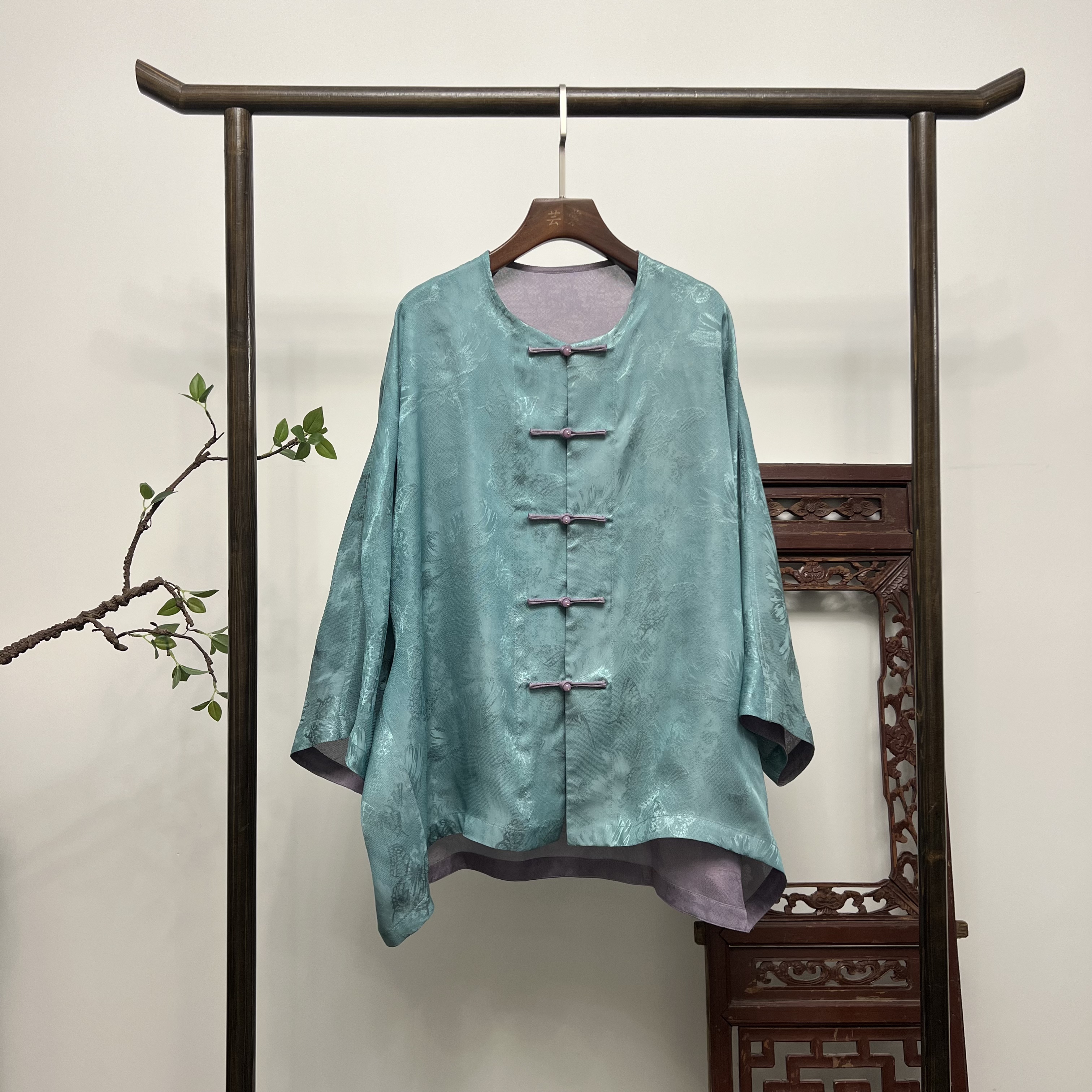 【花想容】新中式桑蚕丝花罗双面双穿国风外套X70189