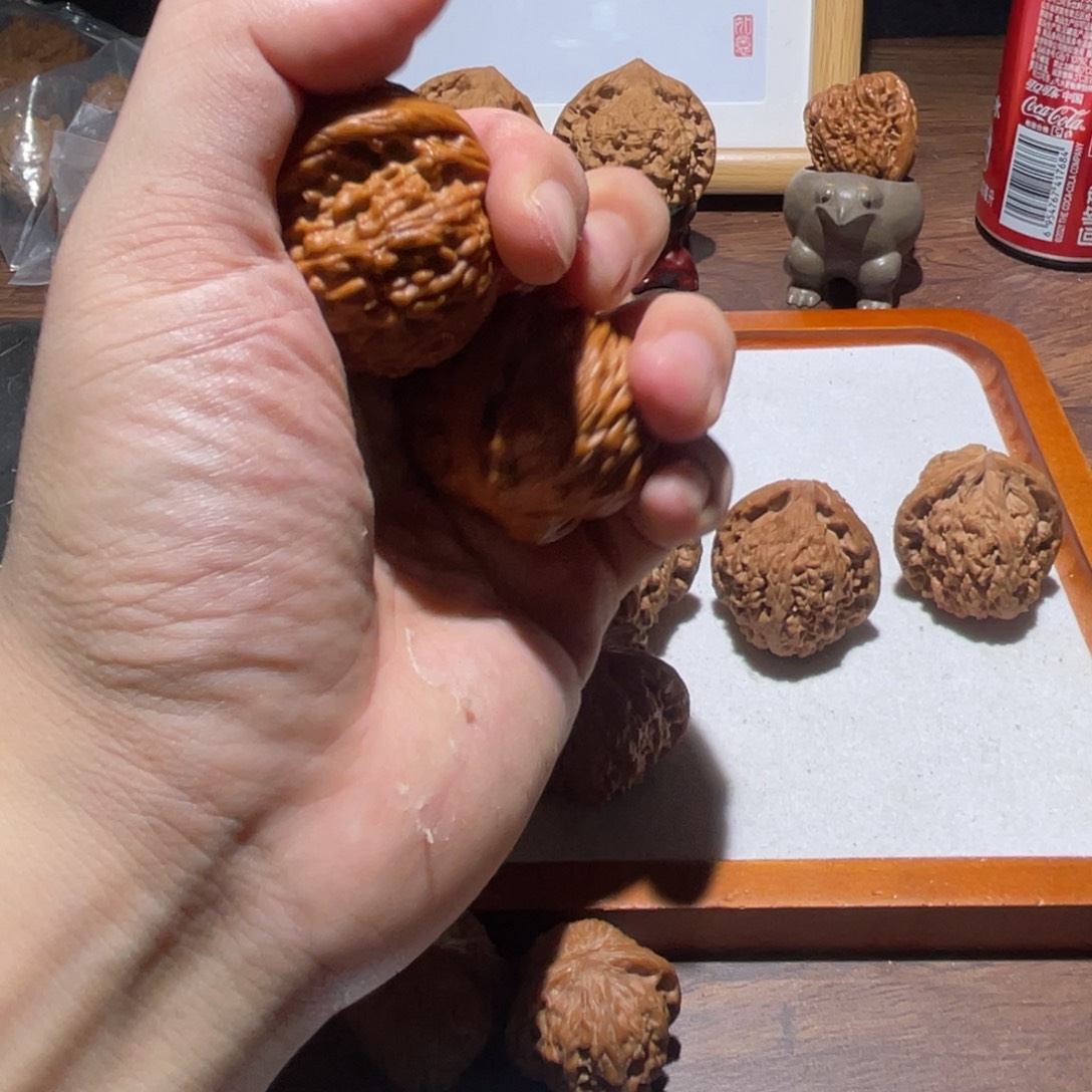 来***鹤把件文玩核桃43全品磨盘
