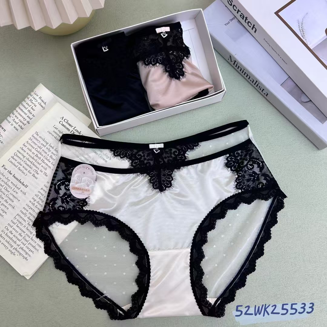 法式性感纯欲风新款蕾丝薄款女士三角内裤《三条装》