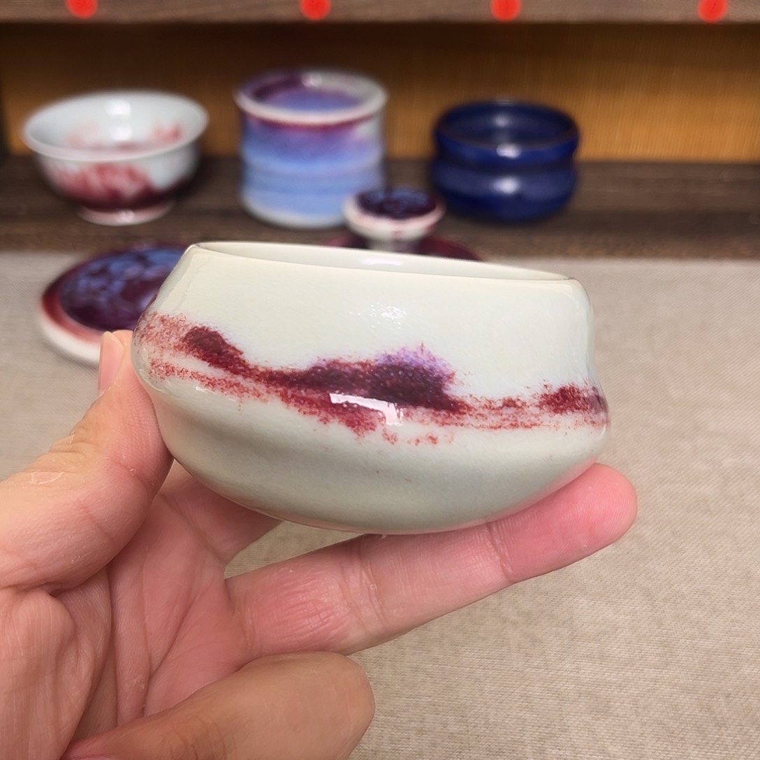杯钧瓷手工制作烧制的