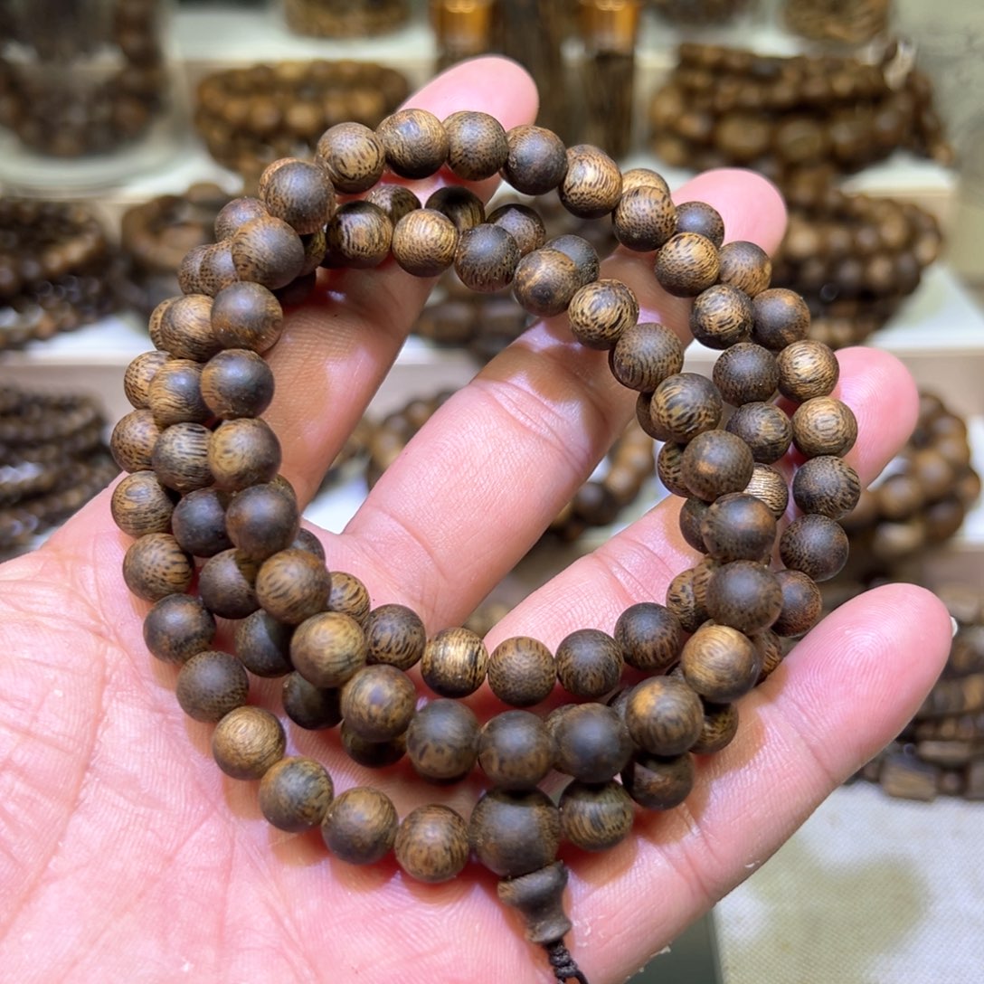 沉香沉香碎屑奇楠沉香8mm圆珠108颗30g+多样发其一